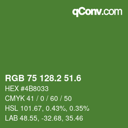 カラーコード: RGB 75 128.2 51.6 | qconv.com