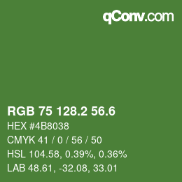 カラーコード: RGB 75 128.2 56.6 | qconv.com