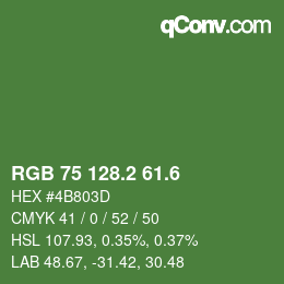 カラーコード: RGB 75 128.2 61.6 | qconv.com