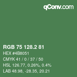 カラーコード: RGB 75 128.2 81 | qconv.com