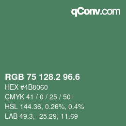 カラーコード: RGB 75 128.2 96.6 | qconv.com
