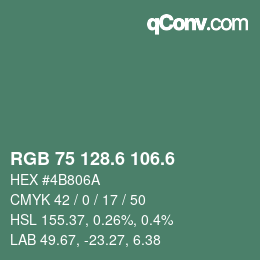 カラーコード: RGB 75 128.6 106.6 | qconv.com