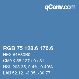 カラーコード: RGB 75 128.6 176.6 | qconv.com