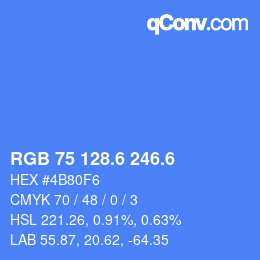 カラーコード: RGB 75 128.6 246.6 | qconv.com