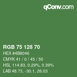 Color code: RGB 75 128 70 | qconv.com