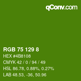 カラーコード: RGB 75 129 8 | qconv.com