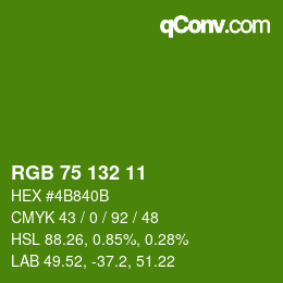 颜色代码: RGB 75 132 11 | qconv.com