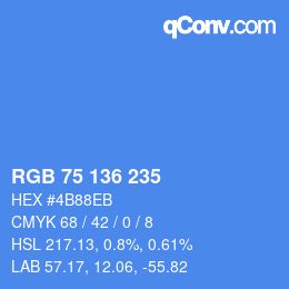 Farbcode: RGB 75 136 235 | qconv.com