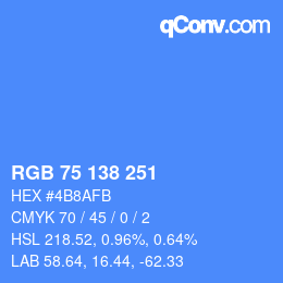 Color code: RGB 75 138 251 | qconv.com