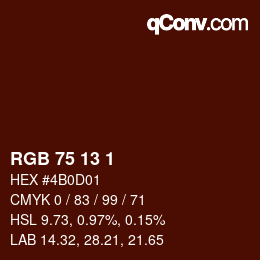カラーコード: RGB 75 13 1 | qconv.com