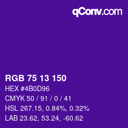 Color code: RGB 75 13 150 | qconv.com