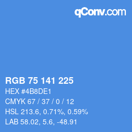 カラーコード: RGB 75 141 225 | qconv.com