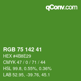颜色代码: RGB 75 142 41 | qconv.com