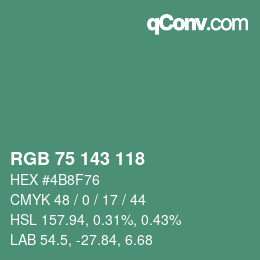 カラーコード: RGB 75 143 118 | qconv.com