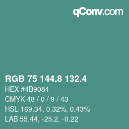 カラーコード: RGB 75 144.8 132.4 | qconv.com