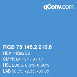 カラーコード: RGB 75 146.2 210.6 | qconv.com