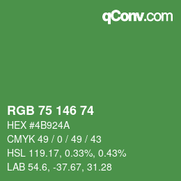 Color code: RGB 75 146 74 | qconv.com