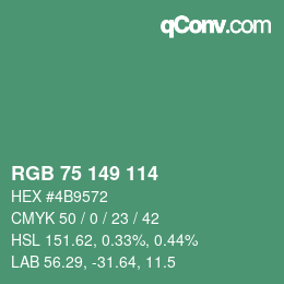 カラーコード: RGB 75 149 114 | qconv.com
