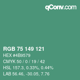 Color code: RGB 75 149 121 | qconv.com