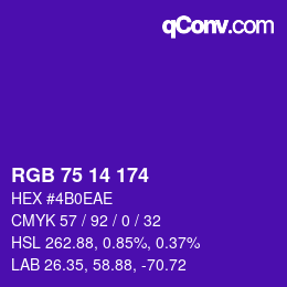 Color code: RGB 75 14 174 | qconv.com