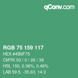 Color code: RGB 75 159 117 | qconv.com