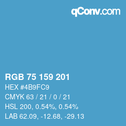 颜色代码: RGB 75 159 201 | qconv.com
