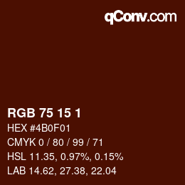 Color code: RGB 75 15 1 | qconv.com
