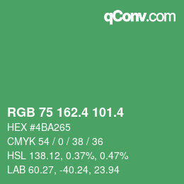 カラーコード: RGB 75 162.4 101.4 | qconv.com