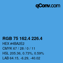 カラーコード: RGB 75 162.4 226.4 | qconv.com