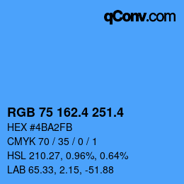 カラーコード: RGB 75 162.4 251.4 | qconv.com