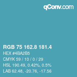 カラーコード: RGB 75 162.8 181.4 | qconv.com