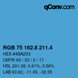 カラーコード: RGB 75 162.8 211.4 | qconv.com