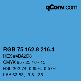 カラーコード: RGB 75 162.8 216.4 | qconv.com