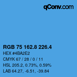 カラーコード: RGB 75 162.8 226.4 | qconv.com