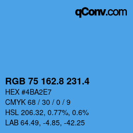 カラーコード: RGB 75 162.8 231.4 | qconv.com