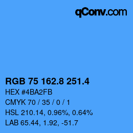 カラーコード: RGB 75 162.8 251.4 | qconv.com