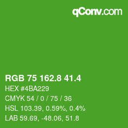 カラーコード: RGB 75 162.8 41.4 | qconv.com