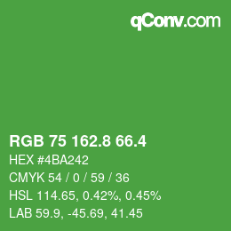カラーコード: RGB 75 162.8 66.4 | qconv.com