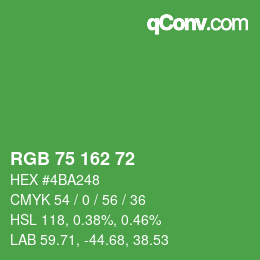 カラーコード: RGB 75 162 72 | qconv.com