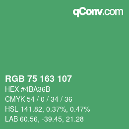 カラーコード: RGB 75 163 107 | qconv.com