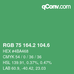 カラーコード: RGB 75 164.2 104.6 | qconv.com