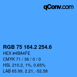 カラーコード: RGB 75 164.2 254.6 | qconv.com