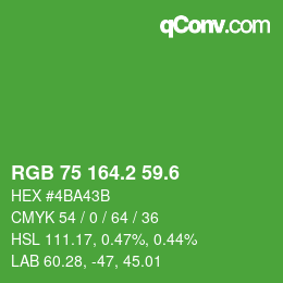カラーコード: RGB 75 164.2 59.6 | qconv.com