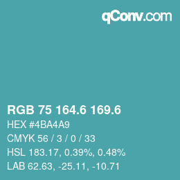 カラーコード: RGB 75 164.6 169.6 | qconv.com