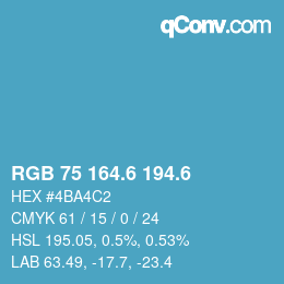 カラーコード: RGB 75 164.6 194.6 | qconv.com