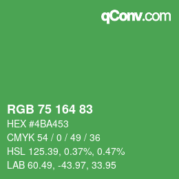 カラーコード: RGB 75 164 83 | qconv.com