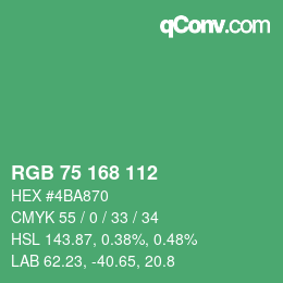 カラーコード: RGB 75 168 112 | qconv.com