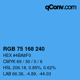 カラーコード: RGB 75 168 240 | qconv.com
