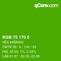 Color code: RGB 75 170 0 | qconv.com