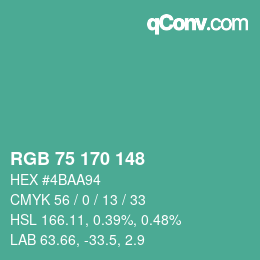 Código de color: RGB 75 170 148 | qconv.com
